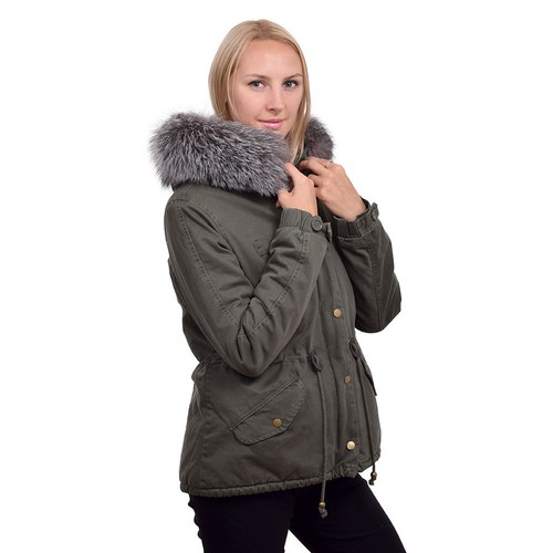 Damen parka mit silberfuchs - parka,