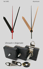 Quarzuhrwerk lautlos mit Zeigersatz 80 mm Alu schwarz gold 8 cm f. Wanduhr leise