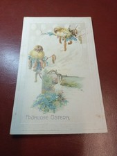 Alte AK Frohe Ostern Küken Weidenzweig 1914 / Prägekarte