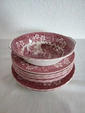 Geschirr Royal Tudor Ware Coaching Taverns 1828 England, Rot, Vintage, 9 St.