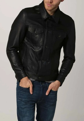 Herren schwarz leder trucker - herren,