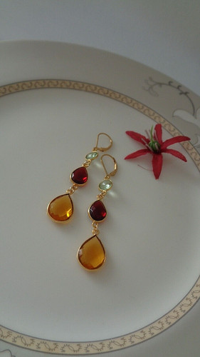 Gold ohrringe granat - granat, citrin