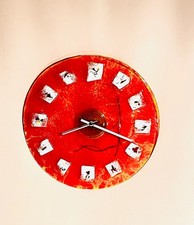 Glasuhr/Wanduhr rot/weiß