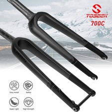 Rennrad Starrgabels 700C Kohlefaser QR/Steckachse Scheiben Bremse Tapared 1-1/8"