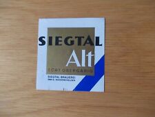 altes Bieretikett Brauerei Siegtal Niederschelden