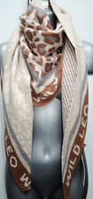 STYLISHER  STRICK DREIECK SCHAL TUCH LEO WILD MUSTER CREME WEISS BEIGE BRAUN