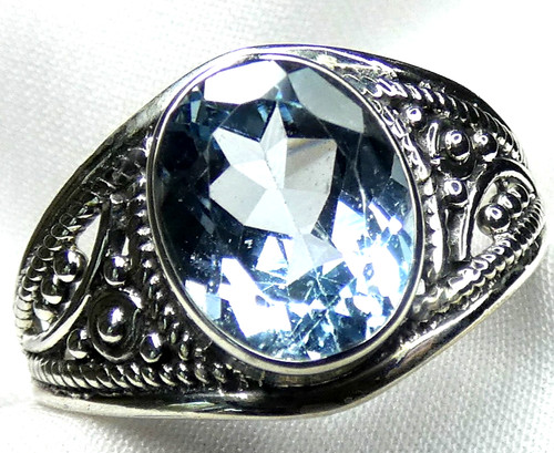 Blautopas ring 925 silber - 💎,