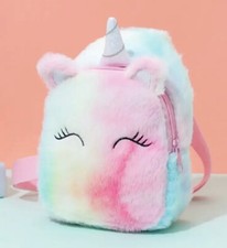 SÜSSER EINHORN MÄDCHEN RUCKSACK REGENBOGENFARBEN PLÜSCH SCHULTERTASCHE 18*15*8