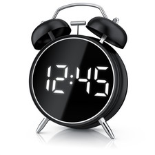 Bearware Funkwecker Retro-Design LED-Anzeige Akustik Steuerung Schwarz Matt