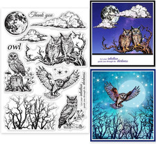 Klare Stempel Eulen Mondmotiv