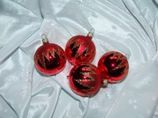Traumhafte Christbaumkugeln Inge Glas Kugeln rot mit Zackendach  4 St. 6 cm