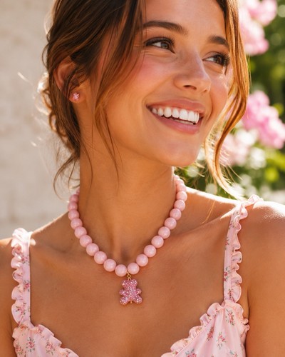 Rosa perlenkette damen - rosa, teddy