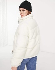 Dickies Damen rote Chute Borg gefütterte Jacke in Creme UVP 150 £