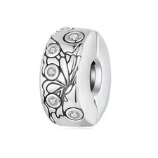 Charm Clip Ring Stopper 925 Silber Schmetterling Zirkon - Anhänger für Armband