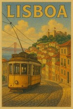 Lisboa Lissabon Portugal Gemälde Druck Bild Poster Vintage Kunstdruck