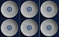 6 Suppenteller Rosenthal Romanze kobaltblaue Rosette 21,5 cm Durchm. Wiinblad