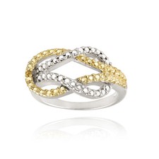 925 Silber Zweifarbig Gelb Diamant Akzent Liebesknoten Ring