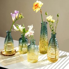 5 Mini Glasvasen 13-22cm Deko