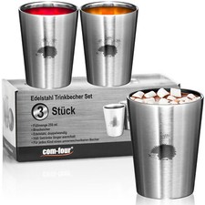 3x Edelstahl-Trinkbecher für Kinder - Thermo-Trinkbecher 250 ml aus Edelstahl