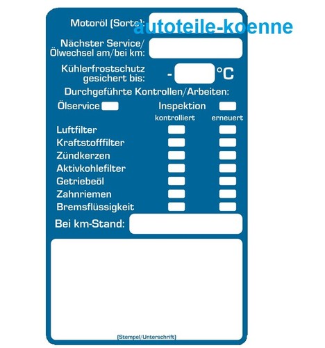 10x ölzettel ölwechselzettel - Ölzettel,