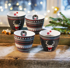 Winterliche Porzellan Becher 4er-Set - Tassen Set mit winterlichem Muster