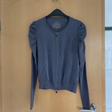 Passport Strickjacke festlich elegant Satin ähnlich geraffte Ärmel grau Gr. 40