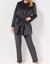 MONT CHALET Damen-Hausanzug uni Cord-Optik Mikrofaser Samtfell, 3tlg.  XL