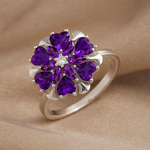 Blumenamethyst mit diamant 925 - mit,