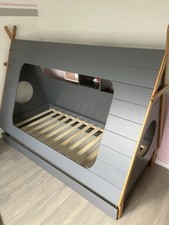 Tipi Kinderbett 90x200 cm Grau – Möbel Martin – Abenteuerbett / Spielbett