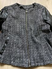 Jacke Leder Strick / Web Muster Reißverschluss XL / 42