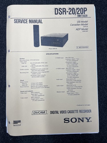 Sony dsr 20p - original, service
