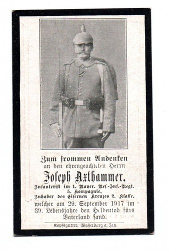 Altes sterbebild infanterist - infanterist, 1