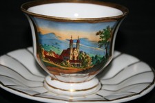 Biedermeier Ansichtentasse " Kloster Metten "   Regensburg um 1860