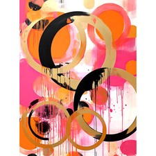 Abstraktes Kreis Gemälde Rosa