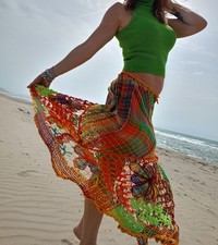 gonna copricostume fatto a mano all'uncinetto brasiliano originale di cotone