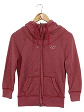 HOLLISTER Damen Sweatjacke Gr. 34/XS Rot Kapuze Reißverschluss Streetwear
