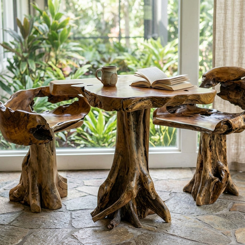 Esstisch teak wurzelholz - esstisch,