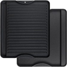 Denmay Gusseisen Grillplatte 34x40cm 2-in-1 für Gasgrill Ofen Holzkohle