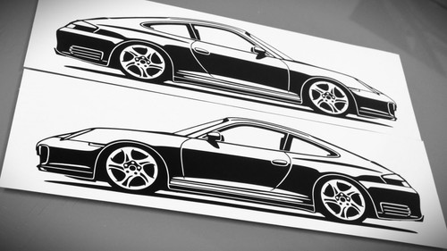 Aufkleber silhouette porsche - aufkleber,