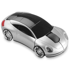 Wireless Mouse Porsche in silber, Auto schnurlos Maus, Computer Laptopmaus Mini