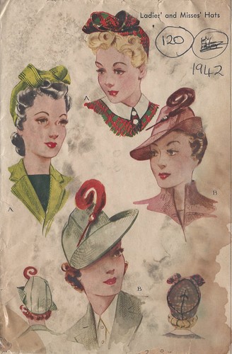 1942 vintage nähmuster hut - vintage,