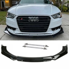 Front Spoiler Lippe Stoßstange Schwarz +Stützstange Für AUDI A3 A4 A5 B8 S4 S5