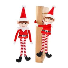 Plüsch Weihnachts Elf m. Kletthänden 40cm - 2er Set - Wichtel Puppe Kobold Figur