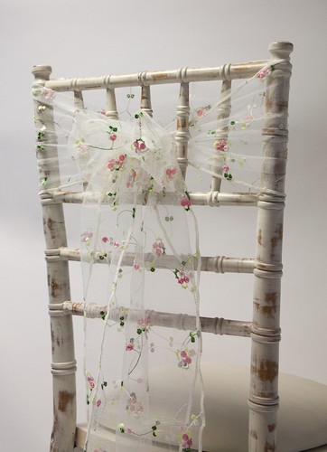 Blumen bestickt organza - organza, stuhl