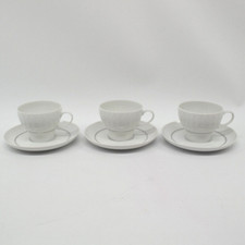 Thomas Porzellan Lanzette Platinrand 3x Kaffeetasse mit Untertasse