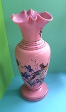 Antike Milchglas Vase rosa,Handkoloriert,ca.24 Cm .
