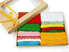 11 x 2m  Klöppelspitze Borte Baumwolle Spitze Konvolut Spitze bunt