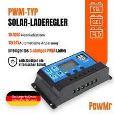 Powmr Solar Laderegler 30A PWM Solar Panel Controller Regulator 12V/24V Mit USB