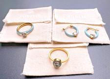 PURELEI * Schmuckset -  Ohrringe plus 2 Ringe   * Farbe - Gold/hellblau