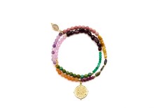 Schmückstück Armband A25 MALA TWIN PURPLE PASH, Sterlingsilber vergoldet Perlen